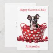 ボストカスタムンテリアパップハートバスケットバレンタイン シーズンカード (正面/裏面)
