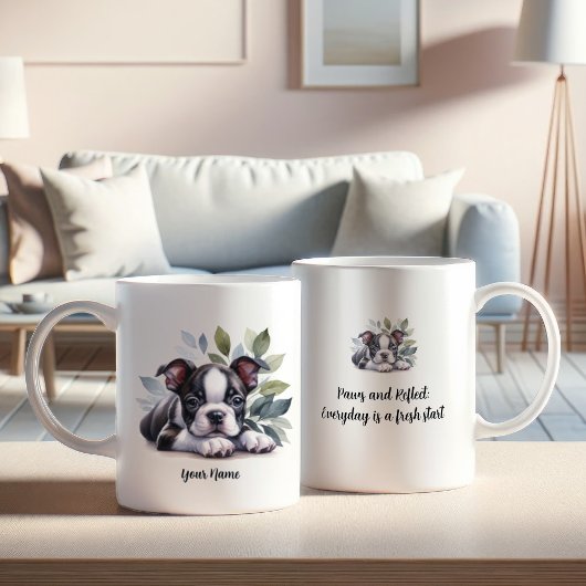 ボストカスタムンテリアモグと感動的引用文 コーヒーマグカップ