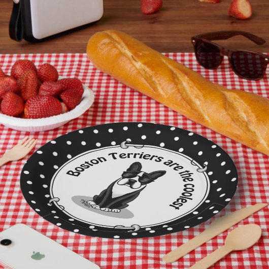 ボストカッコいいンテリアードッグ（黒）サングラス ペーパープレート (ピクニック)