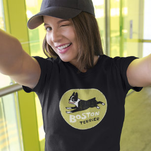 ボストクールンテリアヴィンテージスタイルかわいいペットドッグ Tシャツ