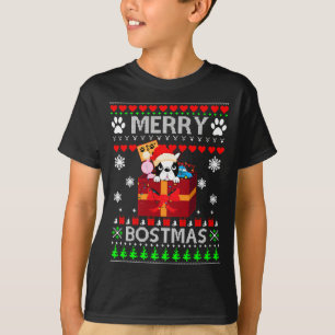 ボストッメリーストンテリアクリスマスサンタ醜 Tシャツ