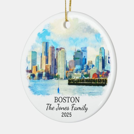 ボストパーソナライズされたンオーナメントボストンギフト セラミックオーナメント (左)