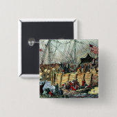 ボストンお茶会、1773年12月16日 缶バッジ (正面&裏面)