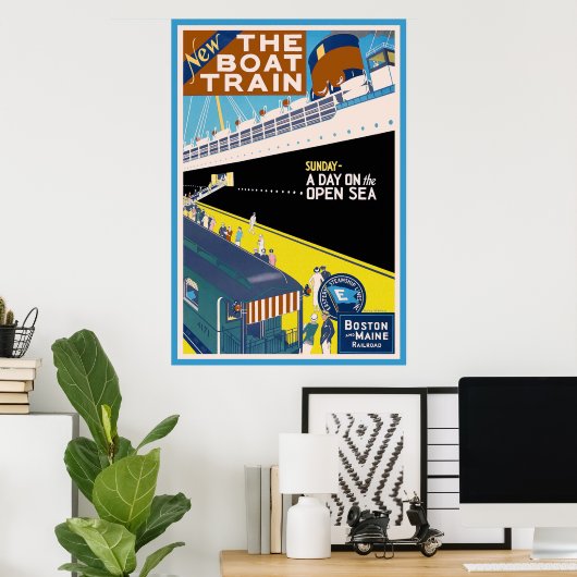 「ボストンとメイン」ヴィンテージ旅行ポスター ポスター (ホームオフィス)
