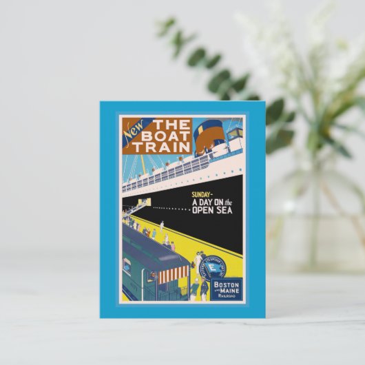 「ボストンとメイン」ヴィンテージ旅行ポスター ポストカード (スタンド正面)