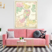 ボストンと隣接都市の地図 キャンバスプリント (インサイチュ (リビング))