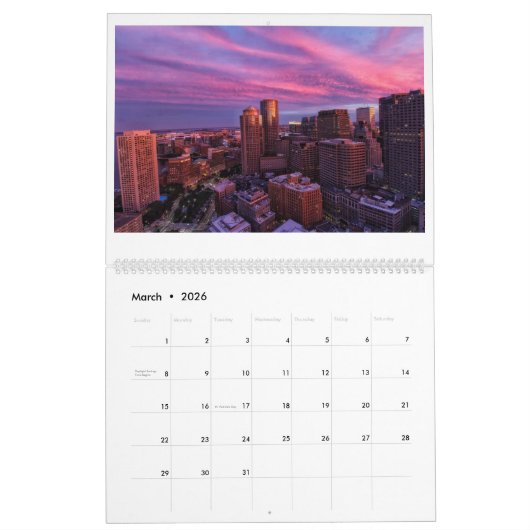 ボストンのあらゆる季節 カレンダー (3月 2026)