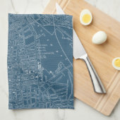 ボストンのグラフィック地図 キッチンタオル (四つ折り)