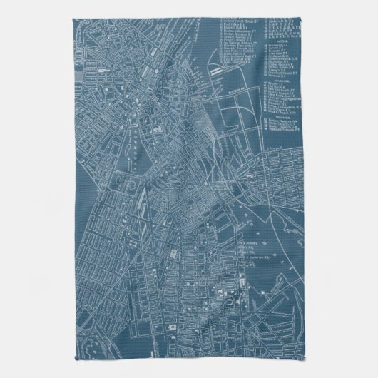 ボストンのグラフィック地図 キッチンタオル (縦)