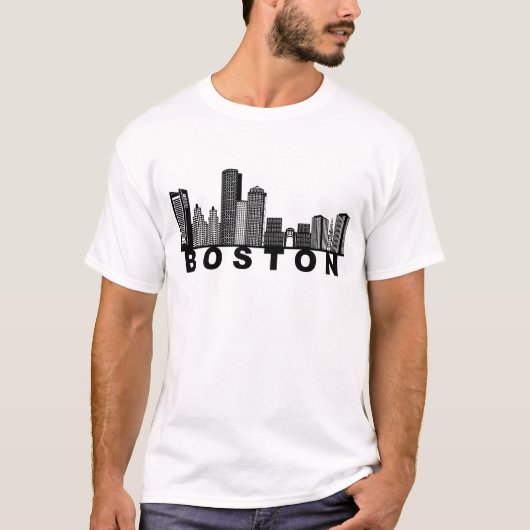 ボストンのスカイライン シルエット  Tシャツ (正面)