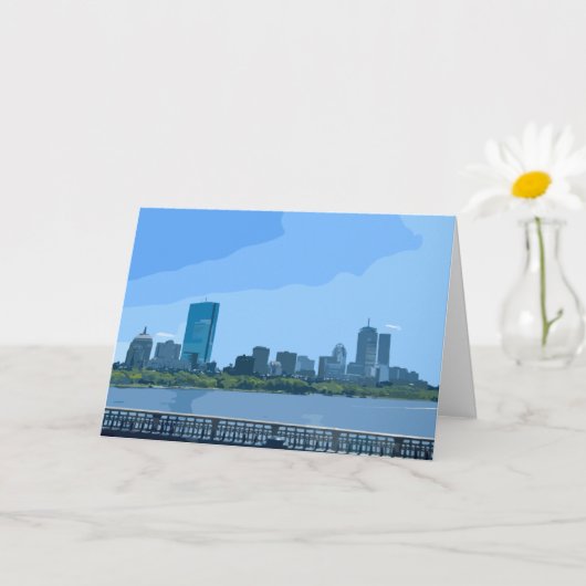 ボストンのスカイライン チャールズ川の絵画 カード (小さな植物)