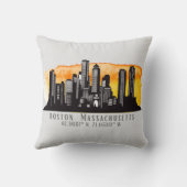 ボストンのスカイライン 緯度と経度 クッション (裏面)