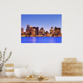 ボストンのダウンタウンの金融地区の表示 ポスター (キッチン)