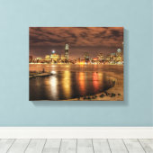 ボストンのチャールズ川で氷が部分的に溶けた キャンバスプリント (インサイチュ (ウッドフロア))