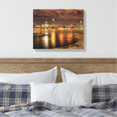 ボストンのチャールズ川で氷が部分的に溶けた キャンバスプリント (インサイチュ (寝室))