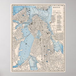 ボストンのヴィンテージ詳細地図 1895年 ポスター