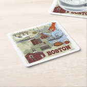 ボストンの図解入りの、写真付きの地図コースター スクエアペーパーコースター (アングル)