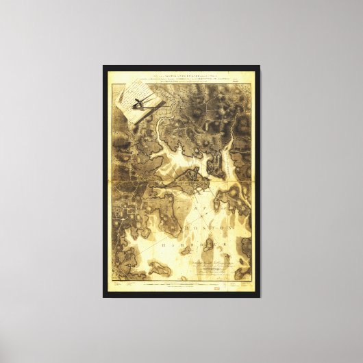 ボストンの地図ヘンリー・ペラムの計画（1775年～1776年） キャンバスプリント (正面)
