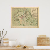 ボストンの地図描、英国陸軍、1776年 ポスター (キッチン)