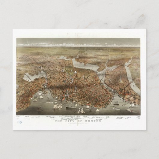 ボストンの地図1898 ポストカード (正面)