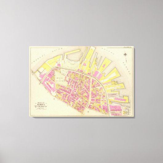 ボストンの地図4 キャンバスプリント (正面)