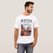 ボストンの歴史的スカイライン Tシャツ (正面フル)