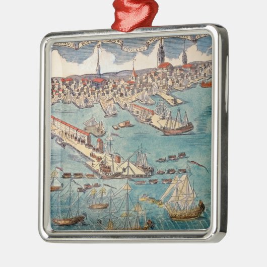 ボストンの町の部分の概観 メタルオーナメント (左)