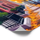 ボストンの秋の紅葉の水彩画 ポスター (角)