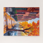 ボストンの秋 紅葉の水彩画 ジグソーパズル (横)