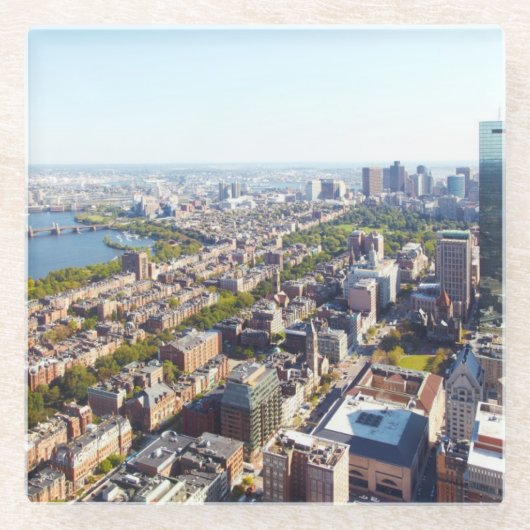 ボストンの空中写真 ガラスコースター (正面)