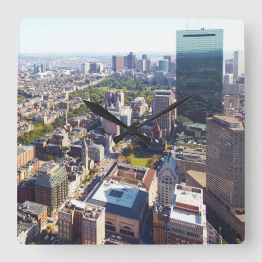 ボストンの空中写真 スクエア壁時計 (正面)