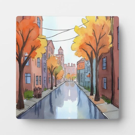 ボストンの雨の日 | 水の色絵を描のMAアート フォトプラーク (正面)