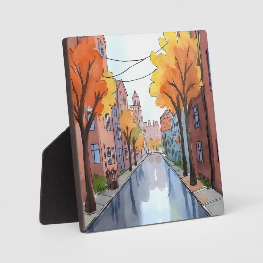 ボストンの雨の日 | 水の色絵を描のMAアート フォトプラーク (正面)