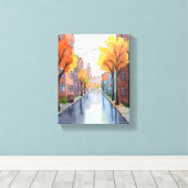 ボストンの雨の日 | 水彩画 MA 絵画 キャンバスプリント (インサイチュ (ウッドフロア))