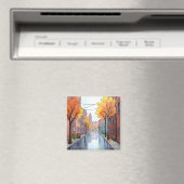 ボストンの雨の日 | 水彩MAトラベル マグネット (インサイチュ (食洗機))