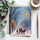 ボストンの雪景色 ビンテージ 水彩画 シーズンポストカード