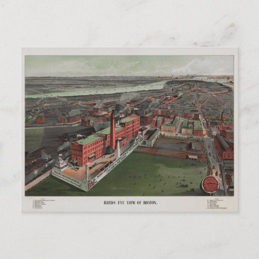 ボストンの鳥瞰図 ポストカード (正面)