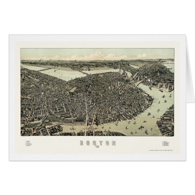 ボストンのMAのパノラマ式の地図- 1899年 (正面横)