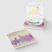 ボストンのMA |の水彩画都市スカイライン ストーンコースター (横)