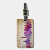 ボストンのMA |の水彩画都市スカイライン ラゲッジタグ (正面縦)