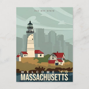 ボストンへようこそMassachusetts Vintage Travel ポストカード