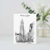 ボストンへようこそMassachusetts Vintage Travel ポストカード (スタンド正面)