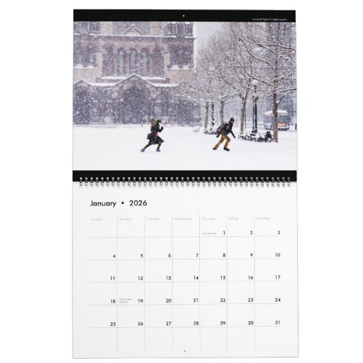 ボストンカレンダー#1 (最初に2019年の間設計されている) カレンダー (1月 2026)