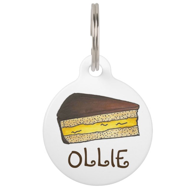 ボストンクリームパイスライスグルメペットドッグラベル ペット　ネームタグ (正面)