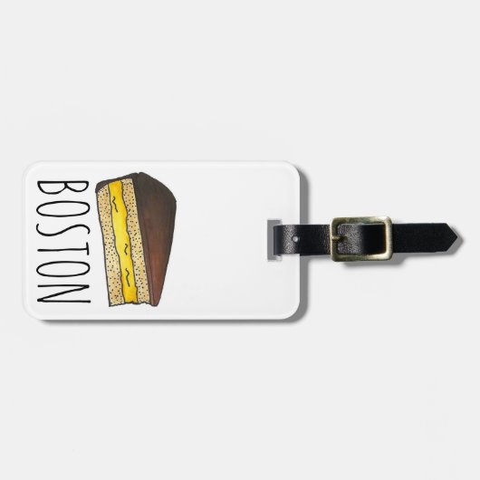 ボストンクリームパイスライスマサチューセッツグルメイエロー ラゲッジタグ (正面横)