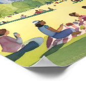 ボストンコモンのピクニック | 夏の水彩画 ポスター (角)