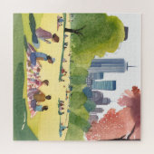 ボストンコモンピクニック | 夏の水の絵を描色 ジグソーパズル (横)