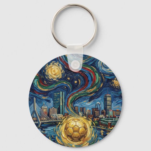 ボストンサッカーアート 2026 スカイラインスタジアムデザイン キーホルダー (正面)