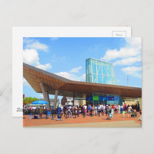 ボストンシティの有名な水族館をバスの窓から眺める ポストカード (正面/裏面)