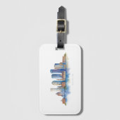 ボストンシティスカイラインウォーターカラー | ボストンモダンMA ラゲッジタグ (正面縦)